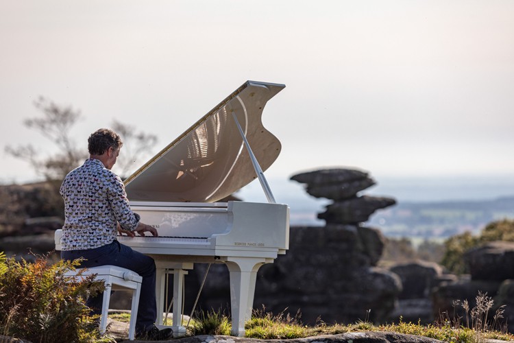 A piano on top of Brimham Rocks