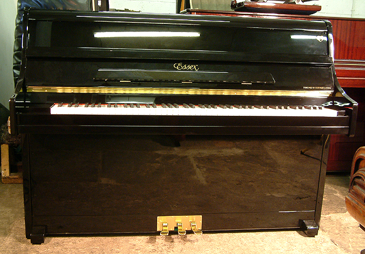 Brand New Essex EUP111 Upright piano for sale with a black case and
