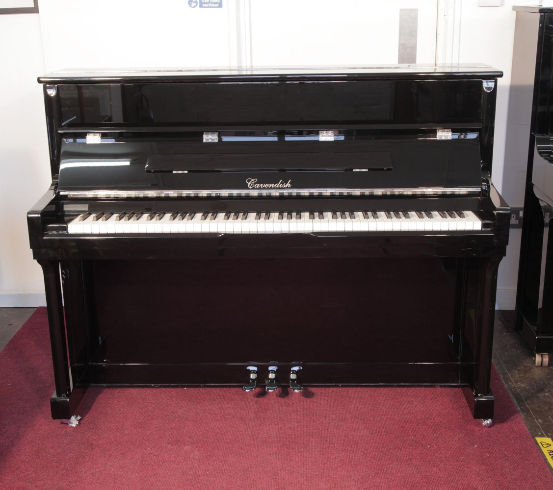 Preowned, Cavendish Classic upright piano for sale with a black case