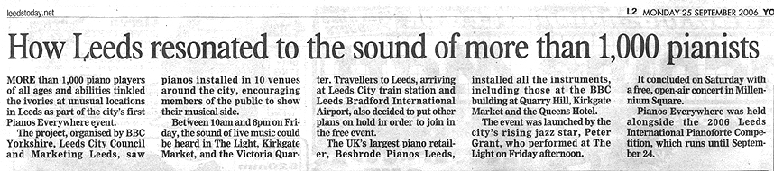 News Clipping - How Leeds resonated to the sound of more than 1,000 pianists